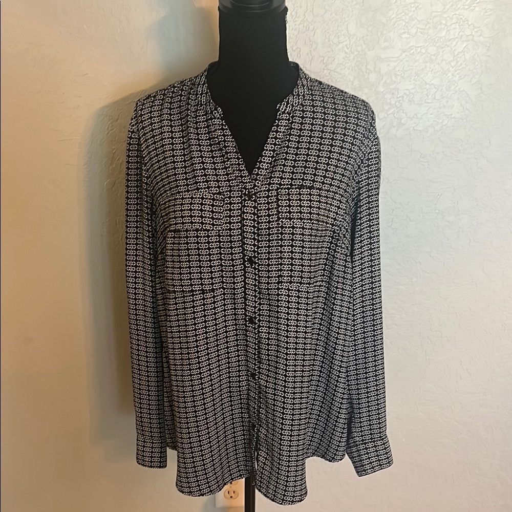 Jones New York Black and White Blouse